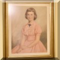A04. 1959 Portrait of a girl in a pink dress by Armin Stock. Pastel on paper.  